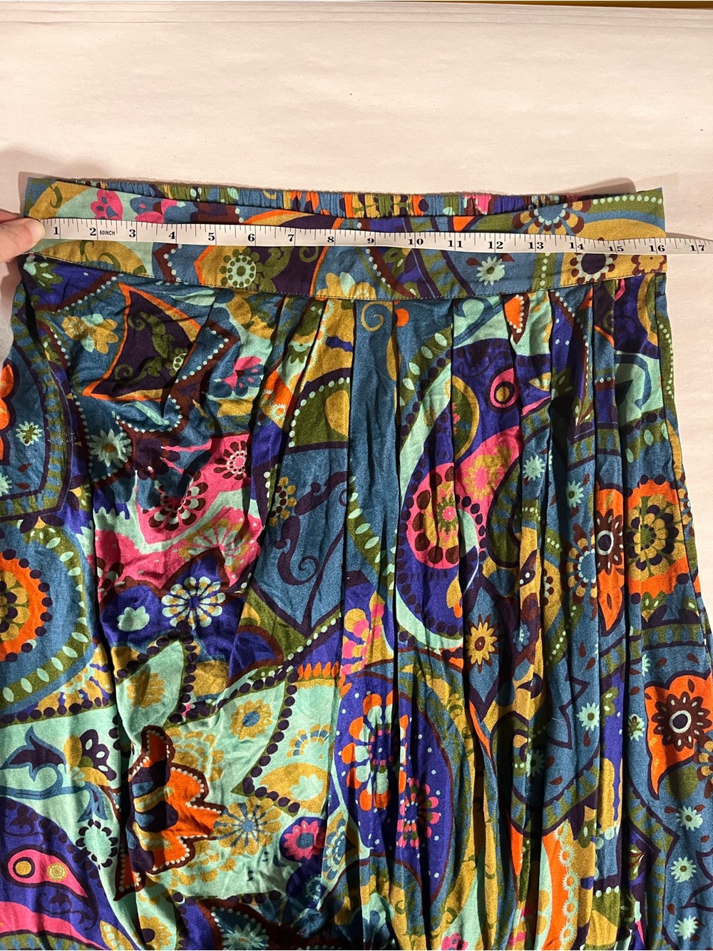 Anthropologie Conditons Apply Pleated Faux Wrap Midi Skirt Large - Picture 7 of 10